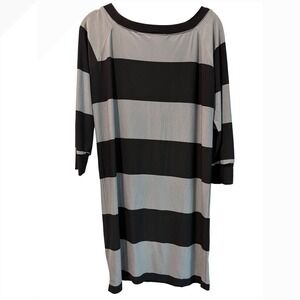 Norma Kamali Striped Dress Long Sleeve Casual Comfy Black Gray Size small